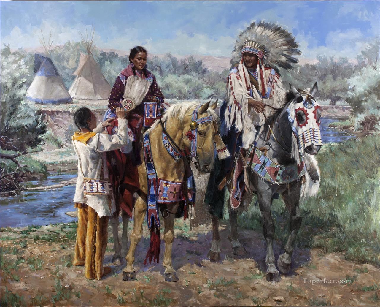 Art occidental américain Indiens 01 Peintures à l'huile